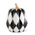 K&K Interiors Black and White Harlequin Ceramic Pumpkin Decoration, 10"