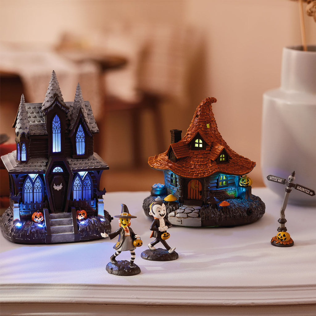 Hauntsville Collection Musical Witch House Tabletop Decoration With Light, 7.5”