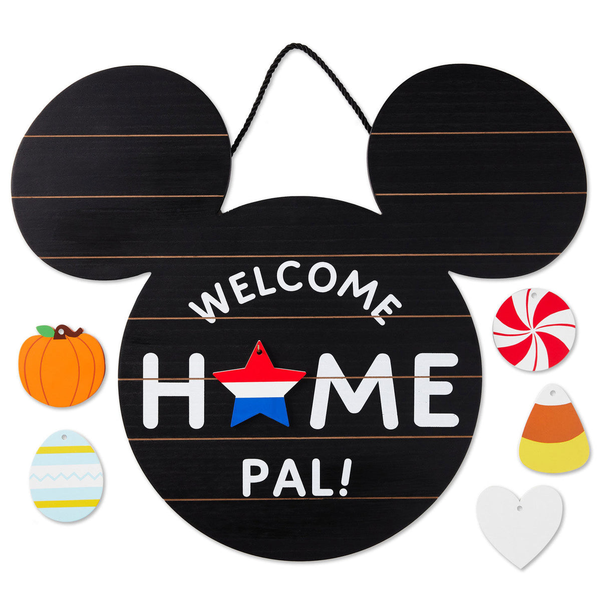 Disney Mickey Mouse Ears Welcome Sign With Seasonal Decorations