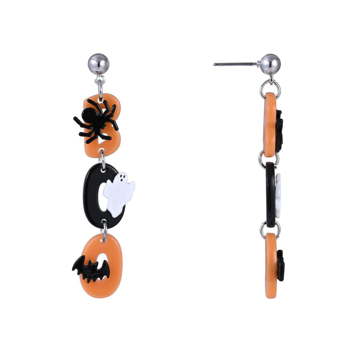 Black and Orange Boo Earrings