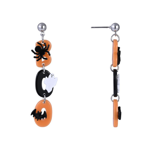 Black and Orange Boo Earrings