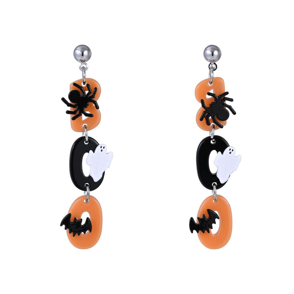 Black and Orange Boo Earrings