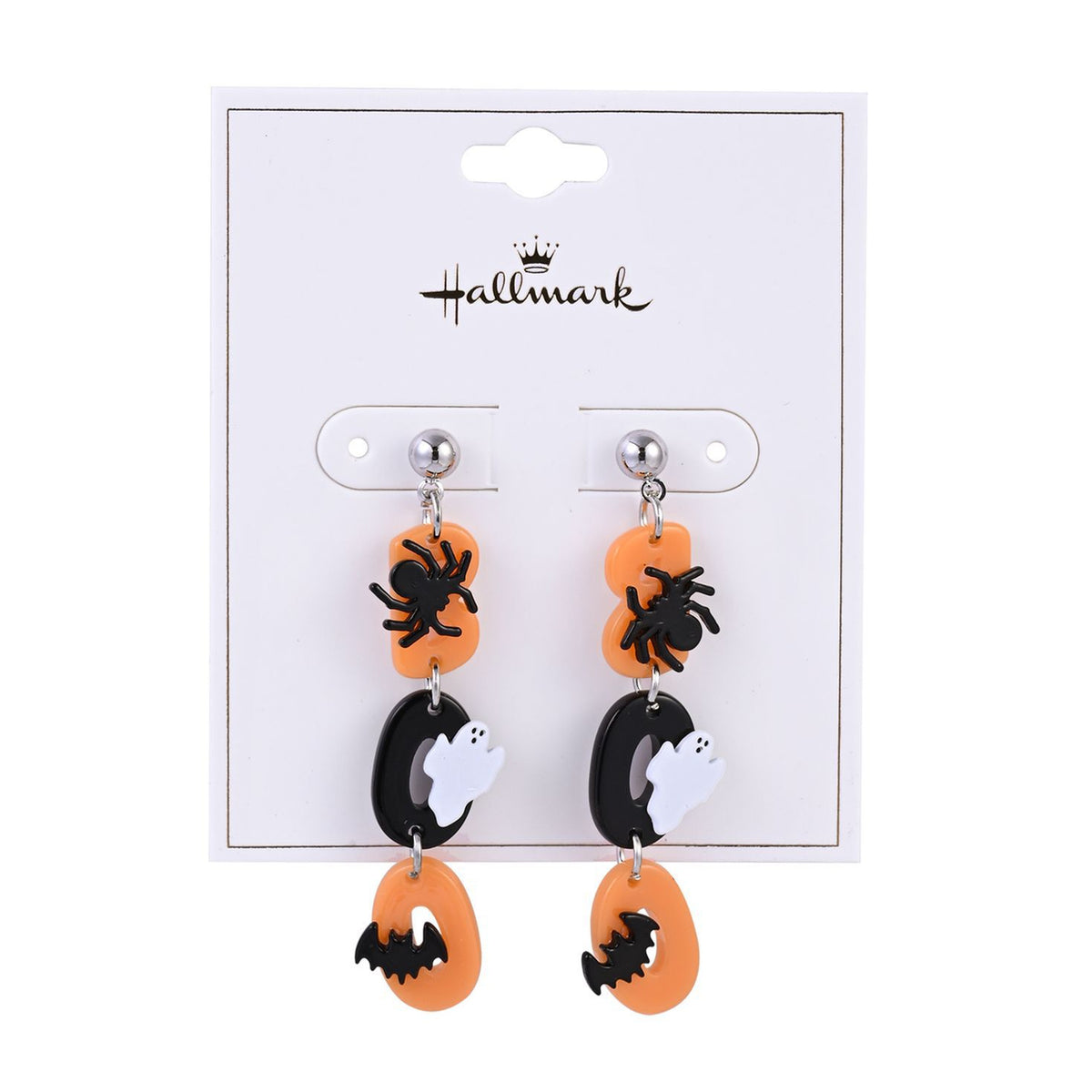 Black and Orange Boo Earrings
